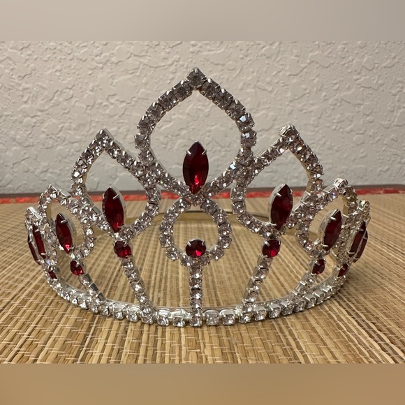 Ruby Red And Clear Rhinestone Tiara Wedding Princess Queen Pageant Crown